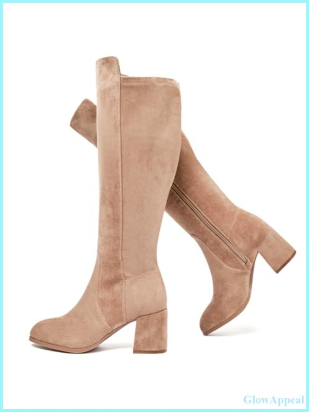 Extra Wide Calf Knee High Boots Faux Leather Round Toe Riding Boots